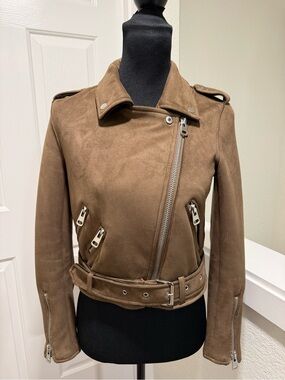 Zara Brown Suede Moto Jacket